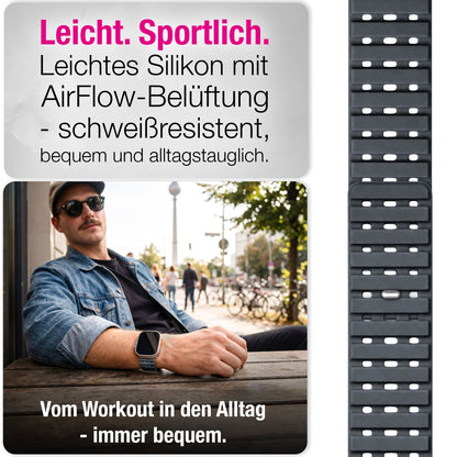 NALIA Volt Magnet Armband kompatibel mit Apple Watch Armband iWatch Series Ultra/SE/10/9/8/7/6/5/4/3/2/1, 42/44/45/49mm, Silikon Band Loop Sportarmband mit Steck-Pin Verschluss
