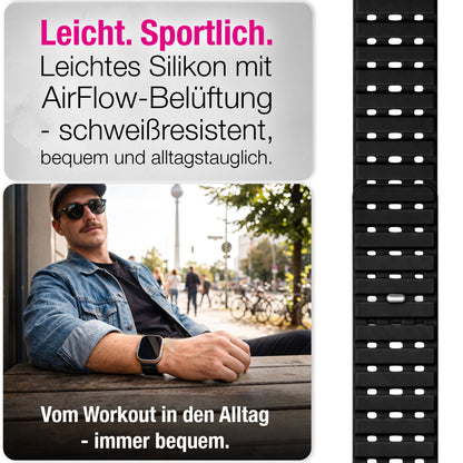 NALIA Volt Magnet Armband kompatibel mit Apple Watch Armband iWatch Series Ultra/SE/10/9/8/7/6/5/4/3/2/1, 42/44/45/49mm, Silikon Band Loop Sportarmband mit Steck-Pin Verschluss