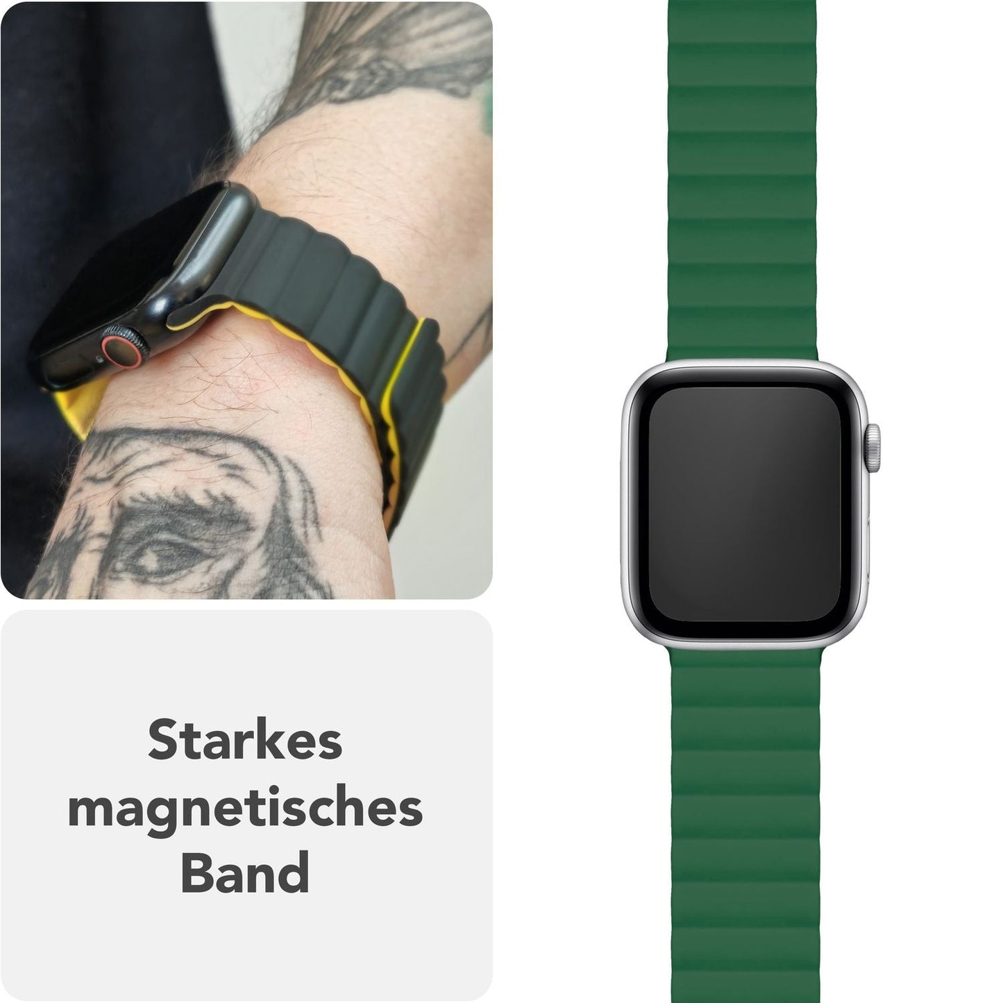 NALIA Core Magnet Armband kompatibel mit Apple Watch SE & iWatch Series 10 9 8 7 6 5 4 3 2 1, 38/40/41/42mm, Atmungsaktives Silikon Loop, Sportarmband mit Rillen Design