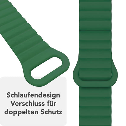 NALIA Core Magnet Armband kompatibel mit Apple Watch SE & iWatch Series 10 9 8 7 6 5 4 3 2 1, 38/40/41/42mm, Atmungsaktives Silikon Loop, Sportarmband mit Rillen Design