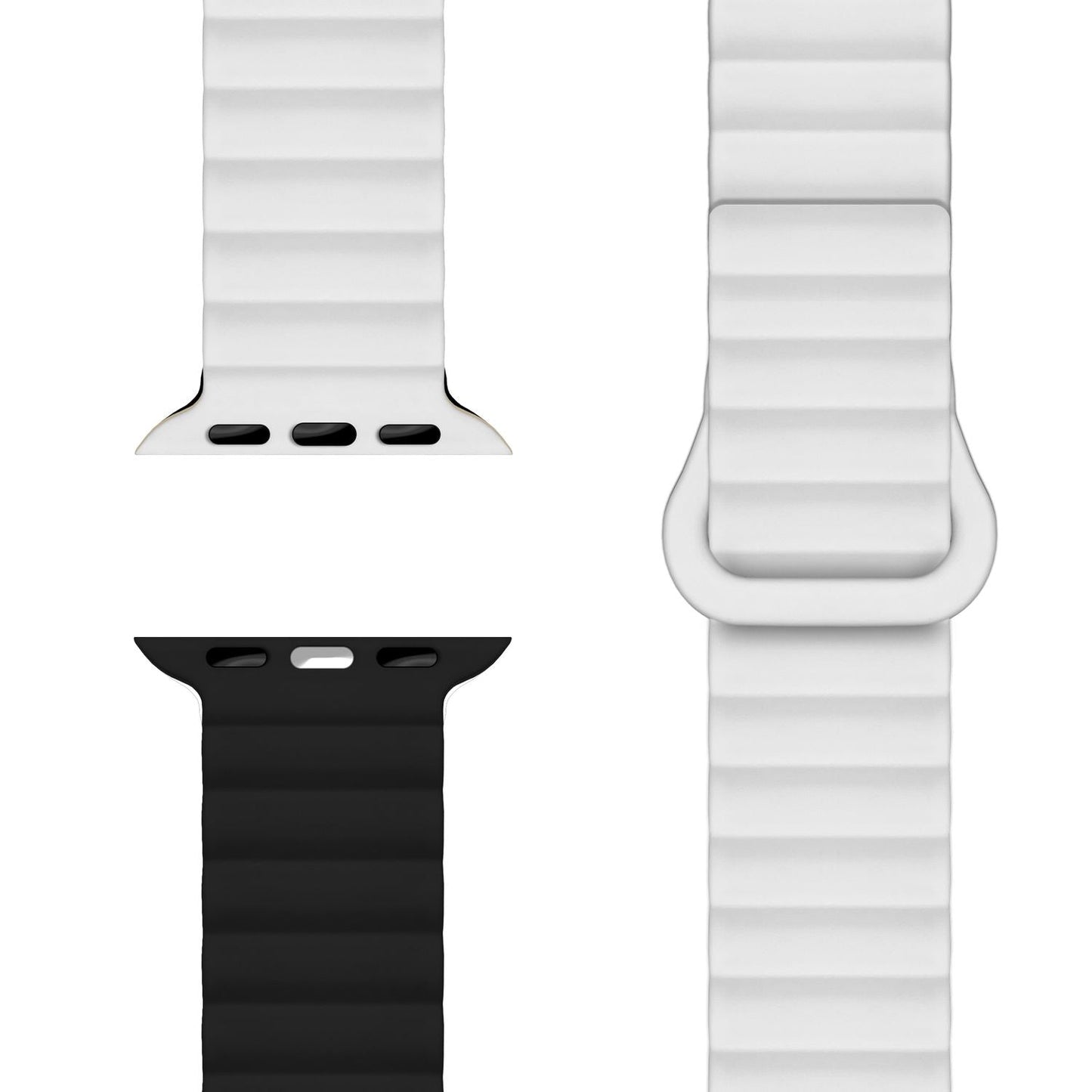 NALIA Core Magnet Armband kompatibel mit Apple Watch SE & iWatch Series 10 9 8 7 6 5 4 3 2 1, 38/40/41/42mm, Atmungsaktives Silikon Loop, Sportarmband mit Rillen Design
