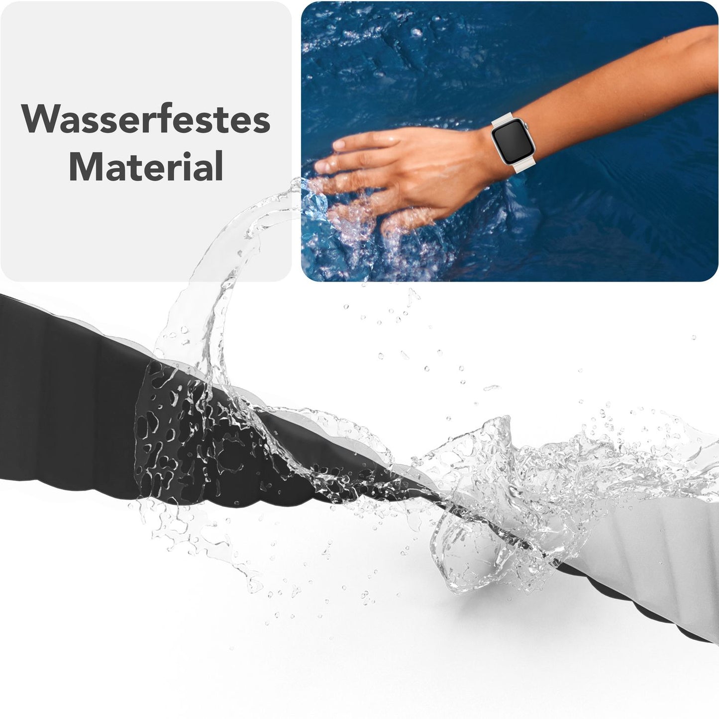 NALIA Core Magnet Armband kompatibel mit Apple Watch SE & iWatch Series 10 9 8 7 6 5 4 3 2 1, 38/40/41/42mm, Atmungsaktives Silikon Loop, Sportarmband mit Rillen Design