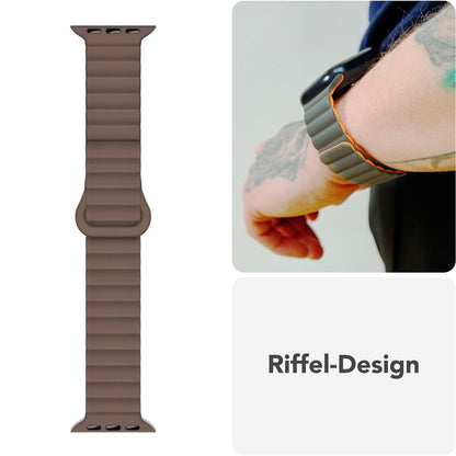 NALIA Core Magnet Armband kompatibel mit Apple Watch SE & iWatch Series 10 9 8 7 6 5 4 3 2 1, 38/40/41/42mm, Atmungsaktives Silikon Loop, Sportarmband mit Rillen Design