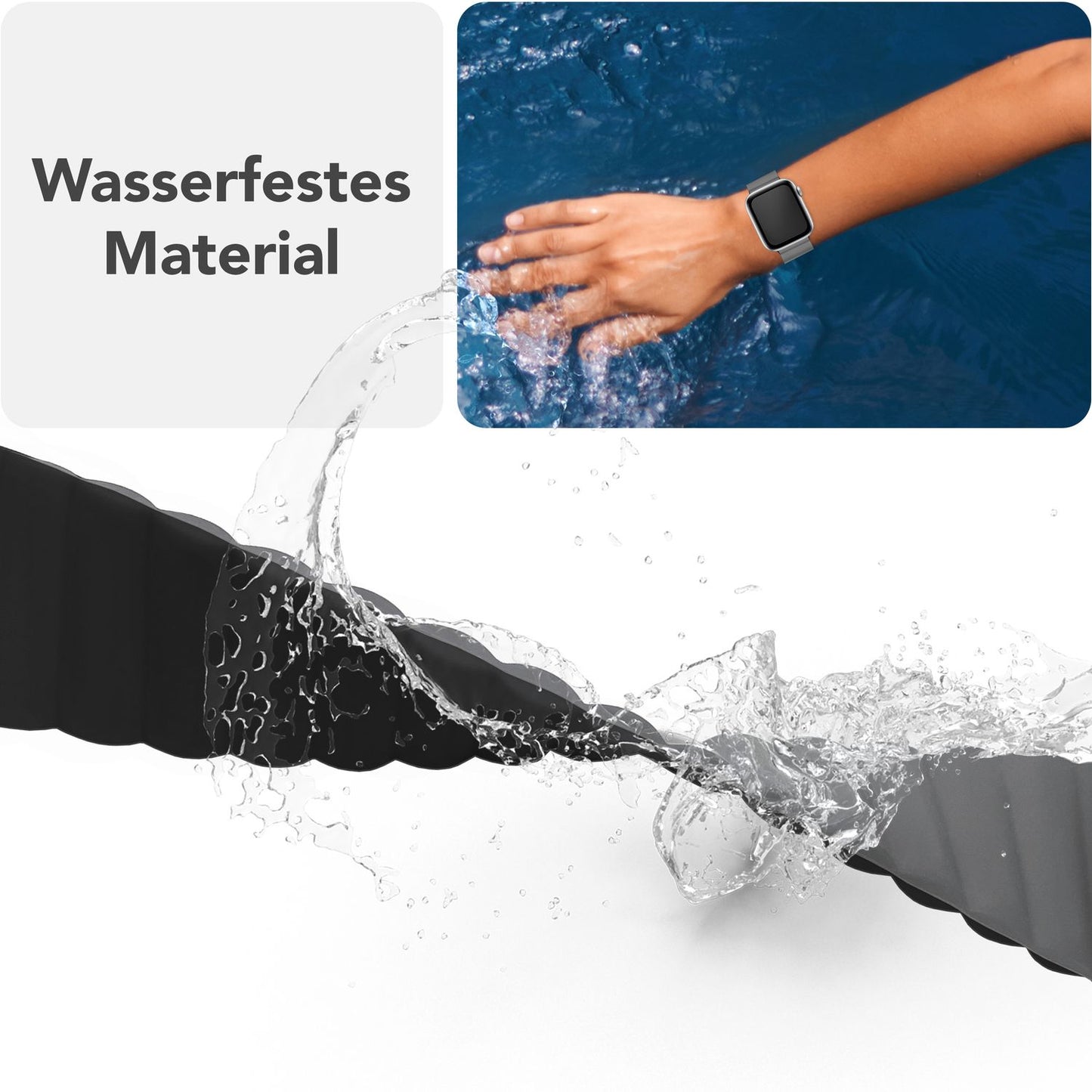 NALIA Core Magnet Armband kompatibel mit Apple Watch SE & iWatch Series 10 9 8 7 6 5 4 3 2 1, 38/40/41/42mm, Atmungsaktives Silikon Loop, Sportarmband mit Rillen Design