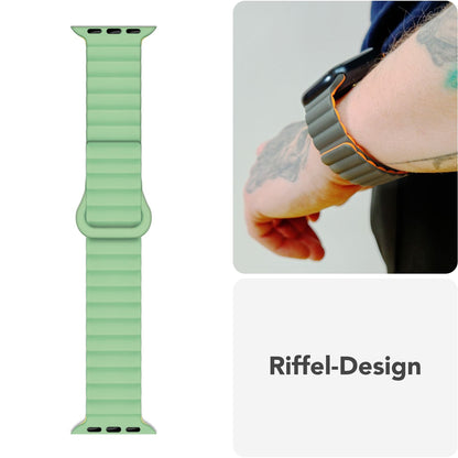 NALIA Core Magnet Armband kompatibel mit Apple Watch SE & iWatch Series 10 9 8 7 6 5 4 3 2 1, 38/40/41/42mm, Atmungsaktives Silikon Loop, Sportarmband mit Rillen Design