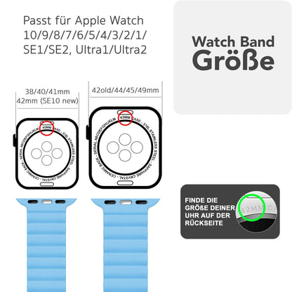 NALIA Core Magnet Armband kompatibel mit Apple Watch SE & iWatch Series 10 9 8 7 6 5 4 3 2 1, 38/40/41/42mm, Atmungsaktives Silikon Loop, Sportarmband mit Rillen Design