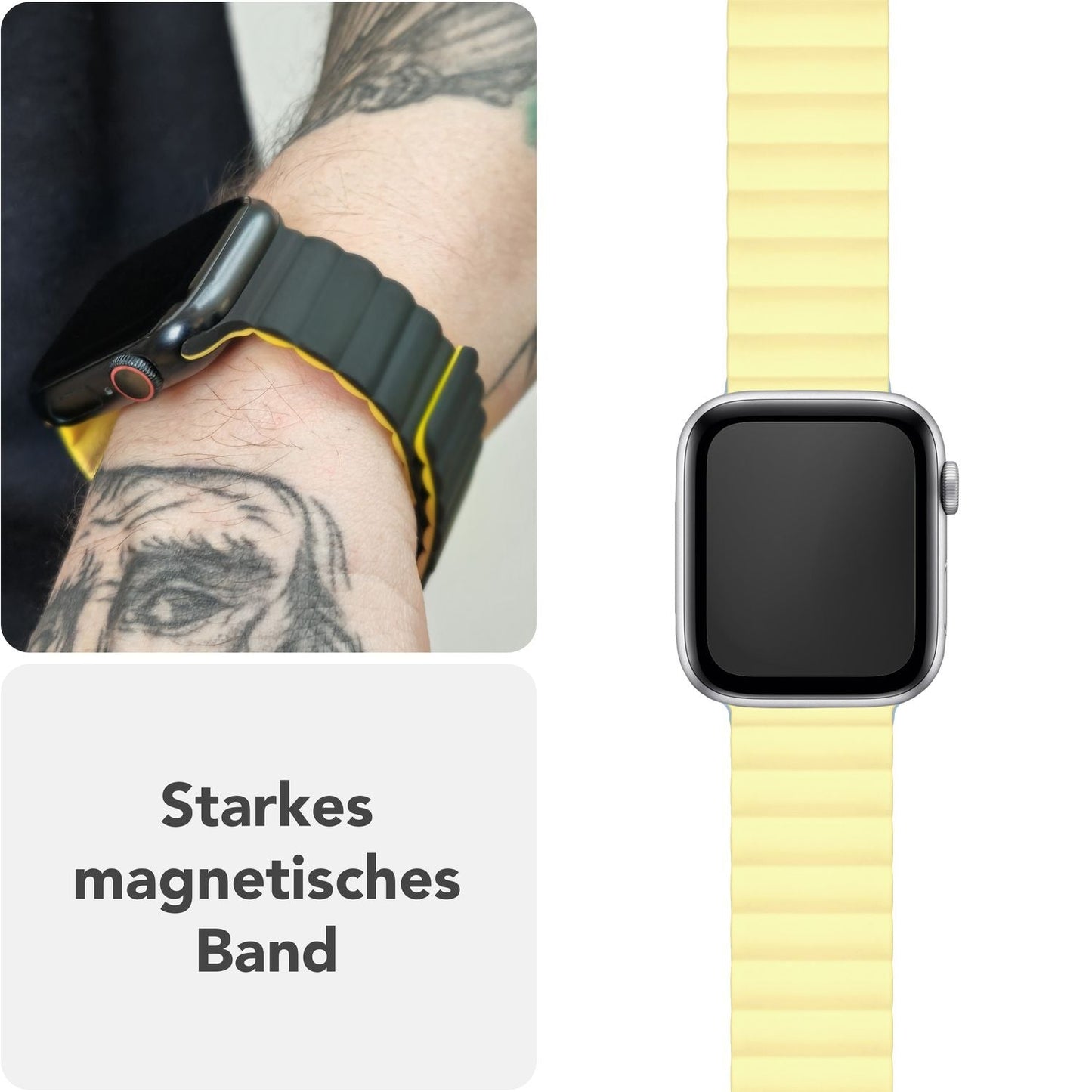 NALIA Core Magnet Armband kompatibel mit Apple Watch SE & iWatch Series 10 9 8 7 6 5 4 3 2 1, 38/40/41/42mm, Atmungsaktives Silikon Loop, Sportarmband mit Rillen Design