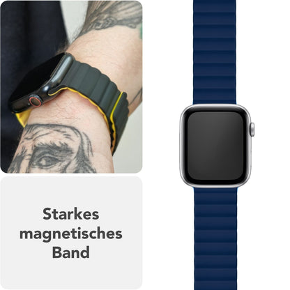 NALIA Core Magnet Armband kompatibel mit Apple Watch SE & iWatch Series 10 9 8 7 6 5 4 3 2 1, 38/40/41/42mm, Atmungsaktives Silikon Loop, Sportarmband mit Rillen Design
