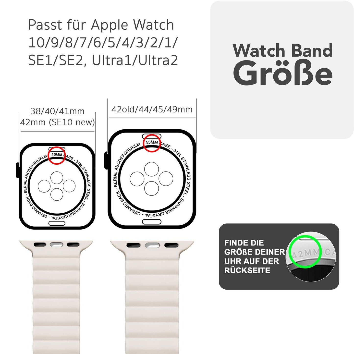 NALIA Core Magnet Armband kompatibel mit Apple Watch SE & iWatch Series 10 9 8 7 6 5 4 3 2 1, 38/40/41/42mm, Atmungsaktives Silikon Loop, Sportarmband mit Rillen Design