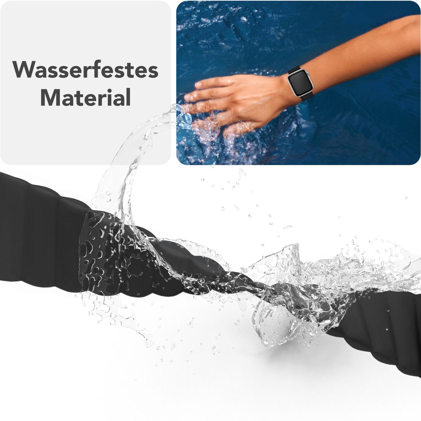 NALIA Core Magnet Armband kompatibel mit Apple Watch SE & iWatch Series 10 9 8 7 6 5 4 3 2 1, 38/40/41/42mm, Atmungsaktives Silikon Loop, Sportarmband mit Rillen Design