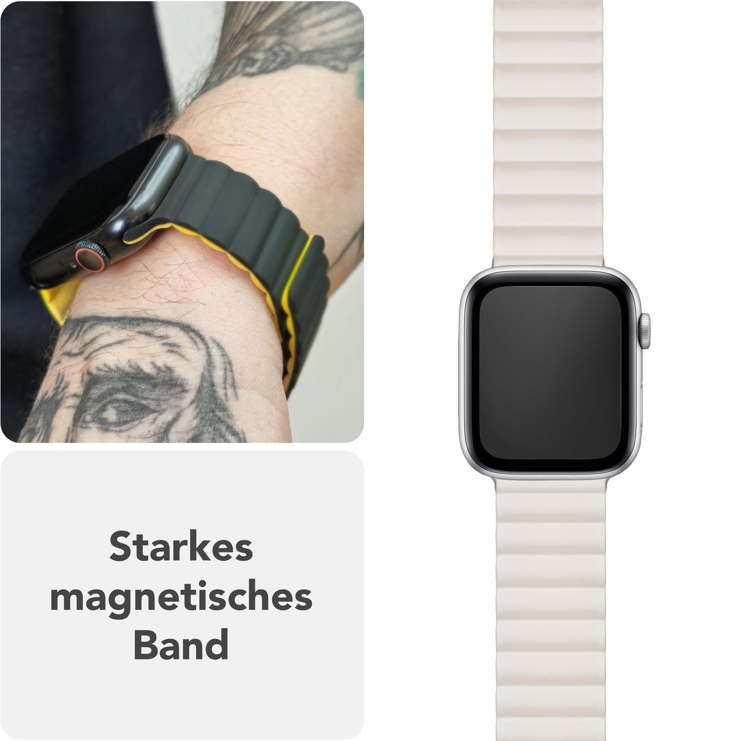 NALIA Core Magnet Armband kompatibel mit Apple Watch SE & iWatch Series 10 9 8 7 6 5 4 3 2 1, 38/40/41/42mm, Atmungsaktives Silikon Loop, Sportarmband mit Rillen Design