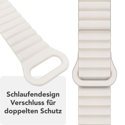 NALIA Core Magnet Armband kompatibel mit Apple Watch SE & iWatch Series 10 9 8 7 6 5 4 3 2 1, 38/40/41/42mm, Atmungsaktives Silikon Loop, Sportarmband mit Rillen Design