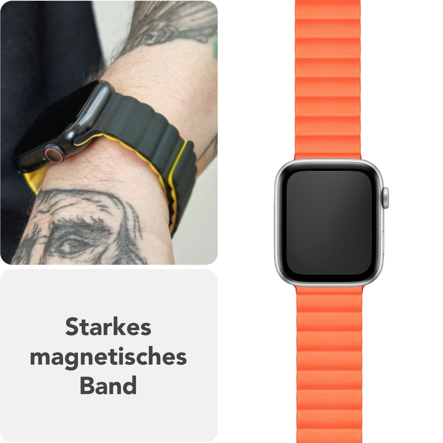 NALIA Core Magnet Armband kompatibel mit Apple Watch SE & iWatch Series 10 9 8 7 6 5 4 3 2 1, 38/40/41/42mm, Atmungsaktives Silikon Loop, Sportarmband mit Rillen Design