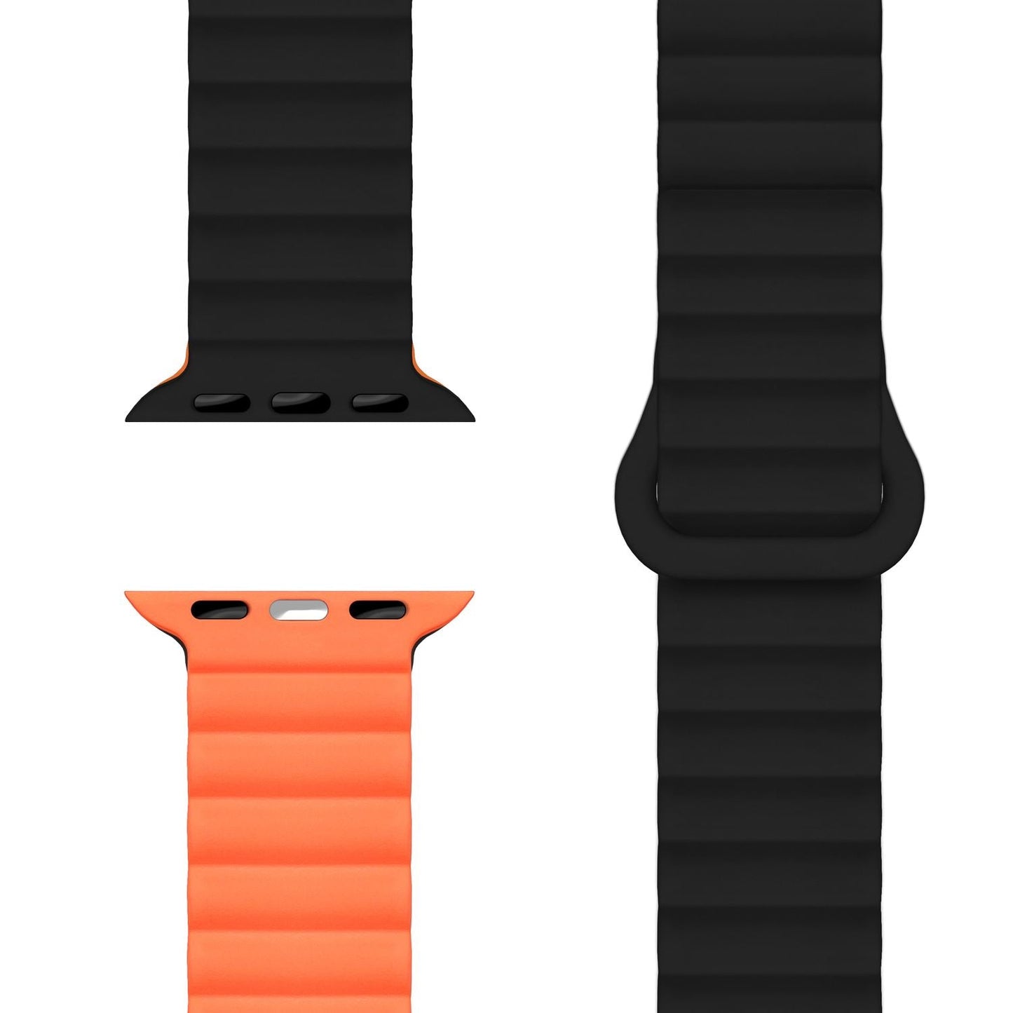 NALIA Core Magnet Armband kompatibel mit Apple Watch SE & iWatch Series 10 9 8 7 6 5 4 3 2 1, 38/40/41/42mm, Atmungsaktives Silikon Loop, Sportarmband mit Rillen Design