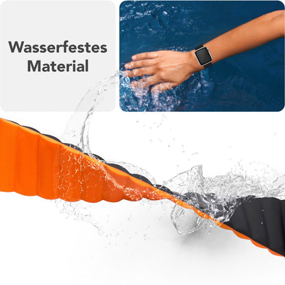 NALIA Core Magnet Armband kompatibel mit Apple Watch SE & iWatch Series 10 9 8 7 6 5 4 3 2 1, 38/40/41/42mm, Atmungsaktives Silikon Loop, Sportarmband mit Rillen Design