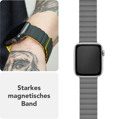 NALIA Core Magnet Armband kompatibel mit Apple Watch SE & iWatch Series 10 9 8 7 6 5 4 3 2 1, 38/40/41/42mm, Atmungsaktives Silikon Loop, Sportarmband mit Rillen Design