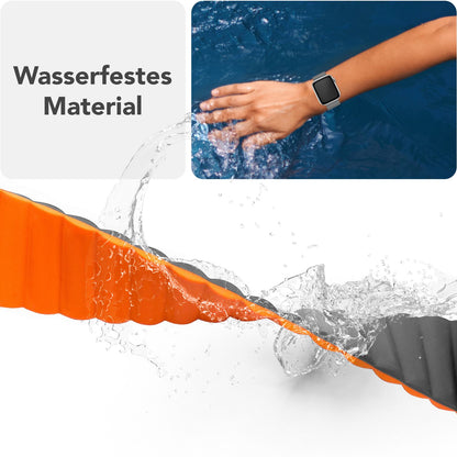 NALIA Core Magnet Armband kompatibel mit Apple Watch SE & iWatch Series 10 9 8 7 6 5 4 3 2 1, 38/40/41/42mm, Atmungsaktives Silikon Loop, Sportarmband mit Rillen Design