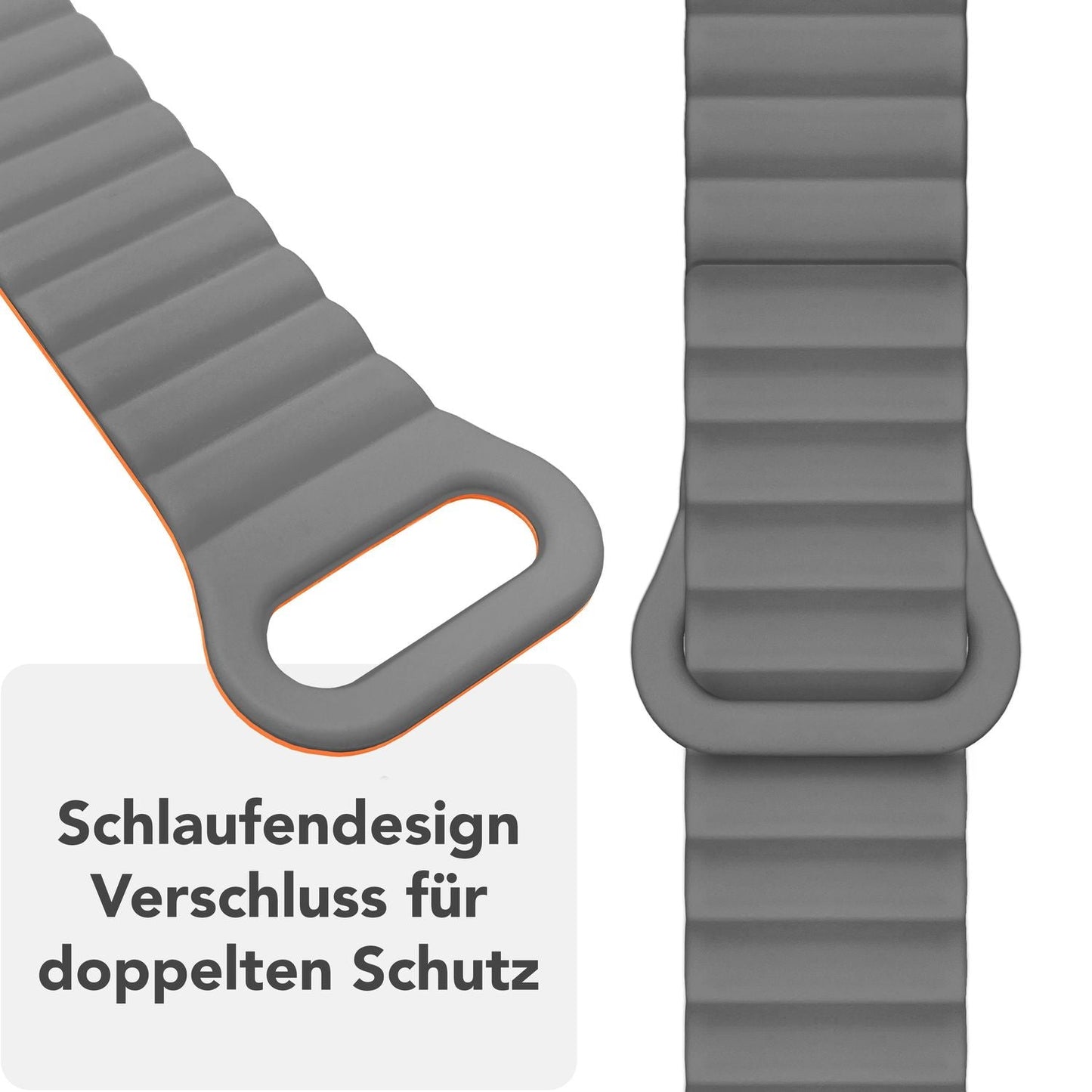 NALIA Core Magnet Armband kompatibel mit Apple Watch SE & iWatch Series 10 9 8 7 6 5 4 3 2 1, 38/40/41/42mm, Atmungsaktives Silikon Loop, Sportarmband mit Rillen Design