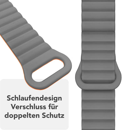 NALIA Core Magnet Armband kompatibel mit Apple Watch SE & iWatch Series 10 9 8 7 6 5 4 3 2 1, 38/40/41/42mm, Atmungsaktives Silikon Loop, Sportarmband mit Rillen Design