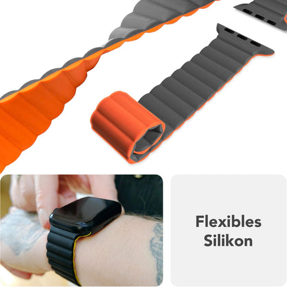 NALIA Core Magnet Armband kompatibel mit Apple Watch SE & iWatch Series 10 9 8 7 6 5 4 3 2 1, 38/40/41/42mm, Atmungsaktives Silikon Loop, Sportarmband mit Rillen Design