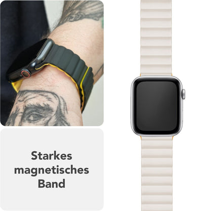 NALIA Core Magnet Armband kompatibel mit Apple Watch SE & iWatch Series 10 9 8 7 6 5 4 3 2 1, 38/40/41/42mm, Atmungsaktives Silikon Loop, Sportarmband mit Rillen Design