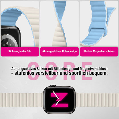 NALIA Core Magnet Armband kompatibel mit Apple Watch SE & iWatch Series 10 9 8 7 6 5 4 3 2 1, 38/40/41/42mm, Atmungsaktives Silikon Loop, Sportarmband mit Rillen Design
