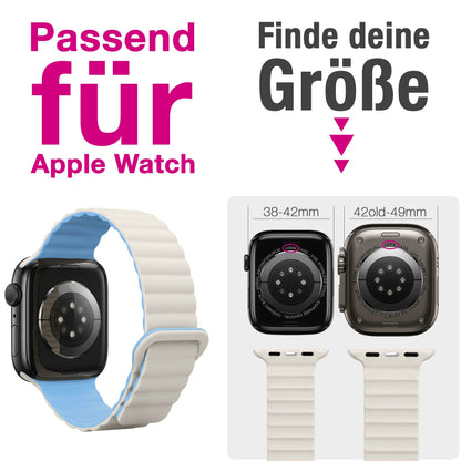 NALIA Core Magnet Armband kompatibel mit Apple Watch SE & iWatch Series 10 9 8 7 6 5 4 3 2 1, 38/40/41/42mm, Atmungsaktives Silikon Loop, Sportarmband mit Rillen Design