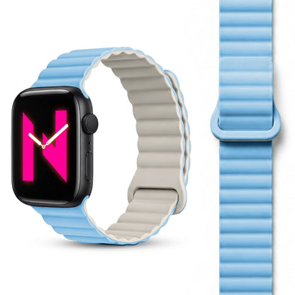 NALIA Core Magnet Armband kompatibel mit Apple Watch SE & iWatch Series 10 9 8 7 6 5 4 3 2 1, 38/40/41/42mm, Atmungsaktives Silikon Loop, Sportarmband mit Rillen Design