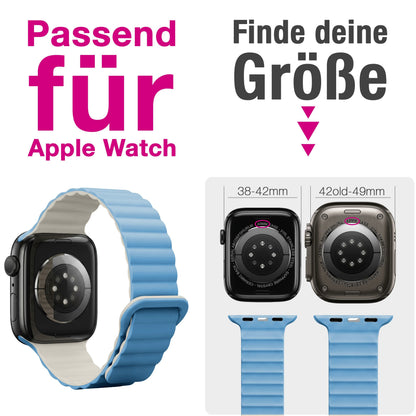 NALIA Core Magnet Armband kompatibel mit Apple Watch SE & iWatch Series 10 9 8 7 6 5 4 3 2 1, 38/40/41/42mm, Atmungsaktives Silikon Loop, Sportarmband mit Rillen Design