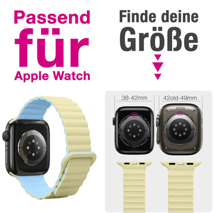 NALIA Core Magnet Armband kompatibel mit Apple Watch SE & iWatch Series 10 9 8 7 6 5 4 3 2 1, 38/40/41/42mm, Atmungsaktives Silikon Loop, Sportarmband mit Rillen Design