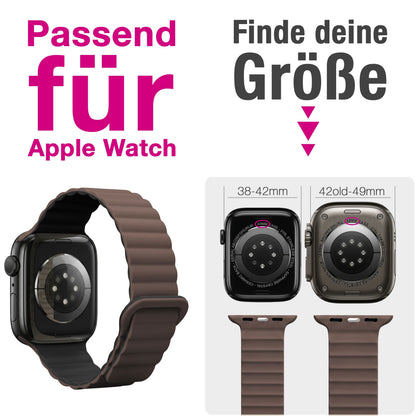 NALIA Core Magnet Armband kompatibel mit Apple Watch SE & iWatch Series 10 9 8 7 6 5 4 3 2 1, 38/40/41/42mm, Atmungsaktives Silikon Loop, Sportarmband mit Rillen Design