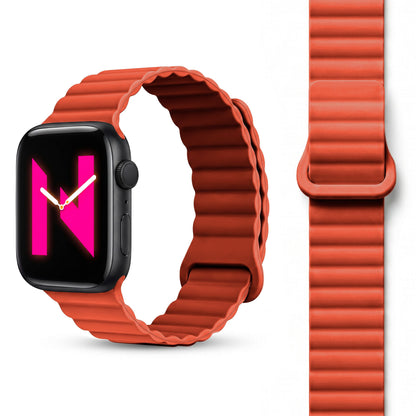NALIA Core Magnet Armband kompatibel mit Apple Watch SE & iWatch Series 10 9 8 7 6 5 4 3 2 1, 38/40/41/42mm, Atmungsaktives Silikon Loop, Sportarmband mit Rillen Design