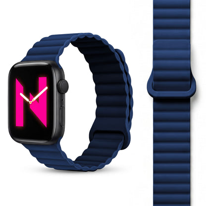 NALIA Core Magnet Armband kompatibel mit Apple Watch SE & iWatch Series 10 9 8 7 6 5 4 3 2 1, 38/40/41/42mm, Atmungsaktives Silikon Loop, Sportarmband mit Rillen Design
