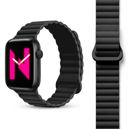 NALIA Core Magnet Armband kompatibel mit Apple Watch SE & iWatch Series 10 9 8 7 6 5 4 3 2 1, 38/40/41/42mm, Atmungsaktives Silikon Loop, Sportarmband mit Rillen Design