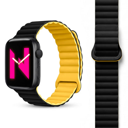NALIA Core Magnet Armband kompatibel mit Apple Watch SE & iWatch Series 10 9 8 7 6 5 4 3 2 1, 38/40/41/42mm, Atmungsaktives Silikon Loop, Sportarmband mit Rillen Design