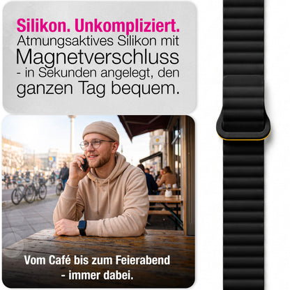 NALIA Core Magnet Armband kompatibel mit Apple Watch SE & iWatch Series 10 9 8 7 6 5 4 3 2 1, 38/40/41/42mm, Atmungsaktives Silikon Loop, Sportarmband mit Rillen Design