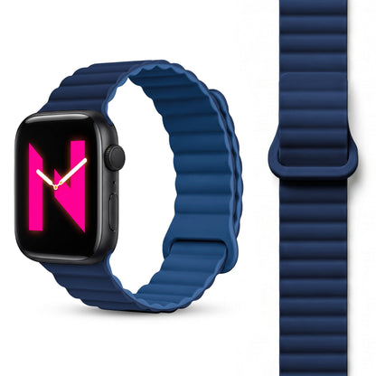 NALIA Core Magnet Armband kompatibel mit Apple Watch SE & iWatch Series 10 9 8 7 6 5 4 3 2 1, 38/40/41/42mm, Atmungsaktives Silikon Loop, Sportarmband mit Rillen Design