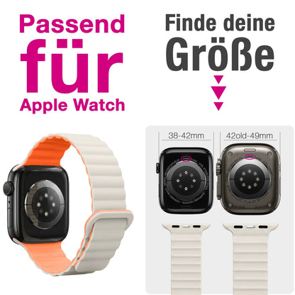 NALIA Core Magnet Armband kompatibel mit Apple Watch SE & iWatch Series 10 9 8 7 6 5 4 3 2 1, 38/40/41/42mm, Atmungsaktives Silikon Loop, Sportarmband mit Rillen Design