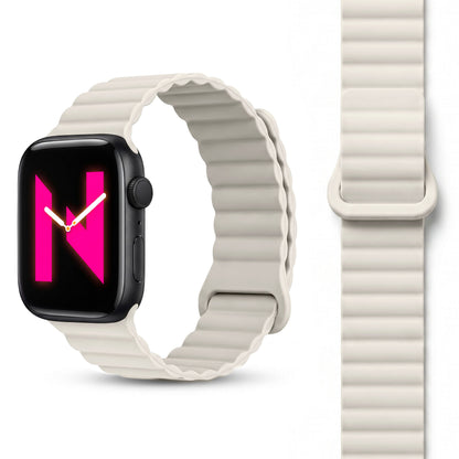 NALIA Core Magnet Armband kompatibel mit Apple Watch SE & iWatch Series 10 9 8 7 6 5 4 3 2 1, 38/40/41/42mm, Atmungsaktives Silikon Loop, Sportarmband mit Rillen Design