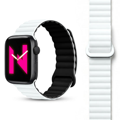 NALIA Core Magnet Armband kompatibel mit Apple Watch SE & iWatch Series 10 9 8 7 6 5 4 3 2 1, 38/40/41/42mm, Atmungsaktives Silikon Loop, Sportarmband mit Rillen Design