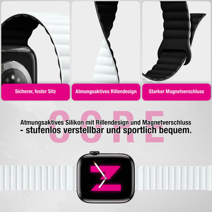 NALIA Core Magnet Armband kompatibel mit Apple Watch SE & iWatch Series 10 9 8 7 6 5 4 3 2 1, 38/40/41/42mm, Atmungsaktives Silikon Loop, Sportarmband mit Rillen Design