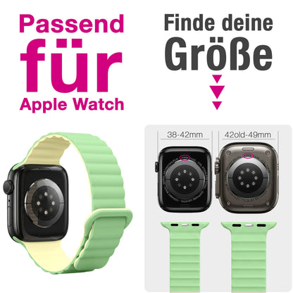 NALIA Core Magnet Armband kompatibel mit Apple Watch SE & iWatch Series 10 9 8 7 6 5 4 3 2 1, 38/40/41/42mm, Atmungsaktives Silikon Loop, Sportarmband mit Rillen Design