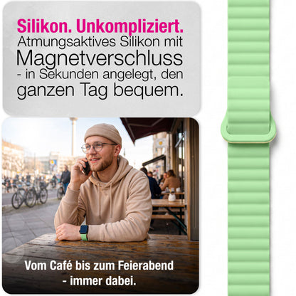 NALIA Core Magnet Armband kompatibel mit Apple Watch SE & iWatch Series 10 9 8 7 6 5 4 3 2 1, 38/40/41/42mm, Atmungsaktives Silikon Loop, Sportarmband mit Rillen Design