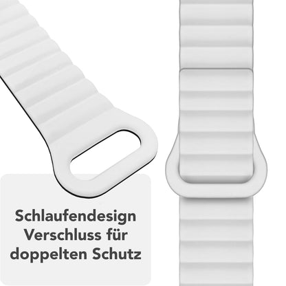 NALIA Core Magnet Armband kompatibel mit Apple Watch Series Ultra/SE/10/9/8/7/6/5/4/3/2/1 – 42/44/45/46/49mm, Atmungsaktives Silikon Loop, Sportarmband mit Rillendesign
