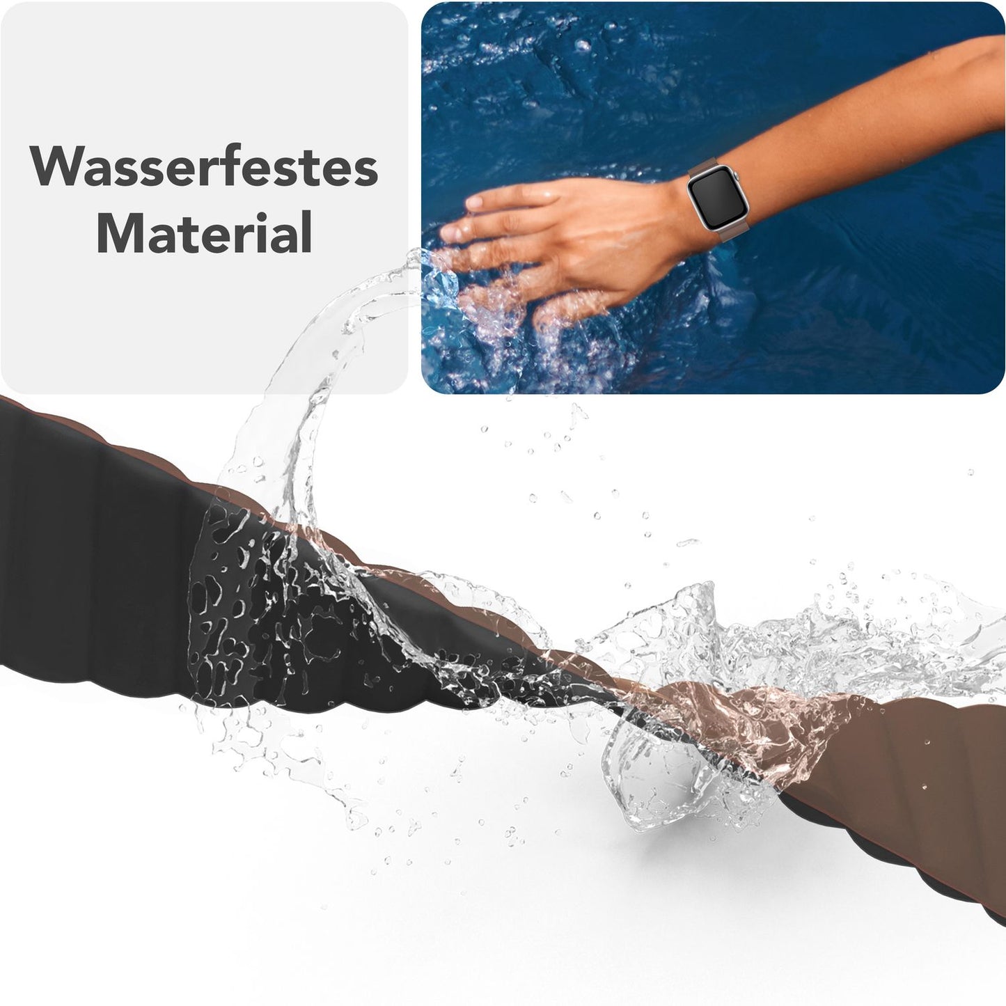NALIA Core Magnet Armband kompatibel mit Apple Watch Series Ultra/SE/10/9/8/7/6/5/4/3/2/1 – 42/44/45/46/49mm, Atmungsaktives Silikon Loop, Sportarmband mit Rillendesign
