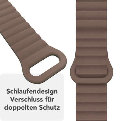 NALIA Core Magnet Armband kompatibel mit Apple Watch Series Ultra/SE/10/9/8/7/6/5/4/3/2/1 – 42/44/45/46/49mm, Atmungsaktives Silikon Loop, Sportarmband mit Rillendesign