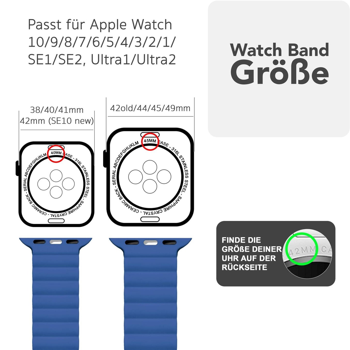NALIA Core Magnet Armband kompatibel mit Apple Watch Series Ultra/SE/10/9/8/7/6/5/4/3/2/1 – 42/44/45/46/49mm, Atmungsaktives Silikon Loop, Sportarmband mit Rillendesign
