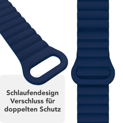 NALIA Core Magnet Armband kompatibel mit Apple Watch Series Ultra/SE/10/9/8/7/6/5/4/3/2/1 – 42/44/45/46/49mm, Atmungsaktives Silikon Loop, Sportarmband mit Rillendesign