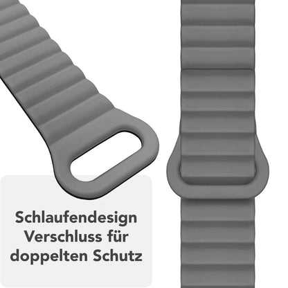 NALIA Core Magnet Armband kompatibel mit Apple Watch Series Ultra/SE/10/9/8/7/6/5/4/3/2/1 – 42/44/45/46/49mm, Atmungsaktives Silikon Loop, Sportarmband mit Rillendesign