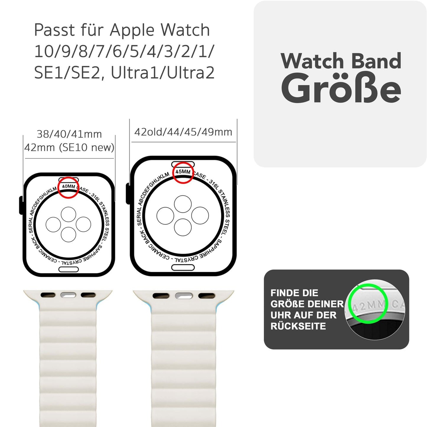 NALIA Core Magnet Armband kompatibel mit Apple Watch Series Ultra/SE/10/9/8/7/6/5/4/3/2/1 – 42/44/45/46/49mm, Atmungsaktives Silikon Loop, Sportarmband mit Rillendesign